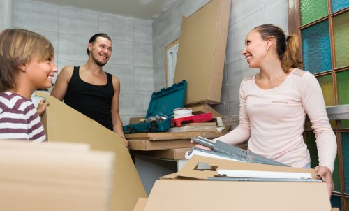 Van loading boxes and furniture for a local Acton move